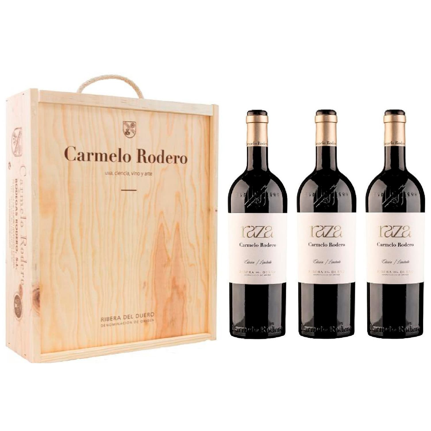 Carmelo Rodero Raza | Caja de madera de 3 botellas – de Vinoselección – en Vinoselección