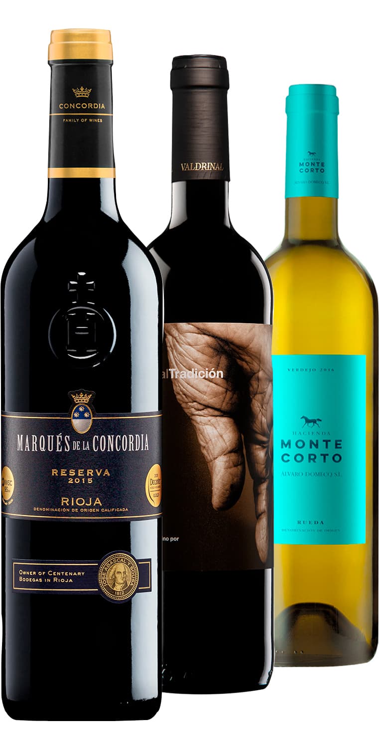 Marqués de la Concordia Reserva 2015, Valdrinal Tradición V.S. Crianza 2018 y Hacienda Montecorto 2020 – de Vinoselección – en Vinoselección