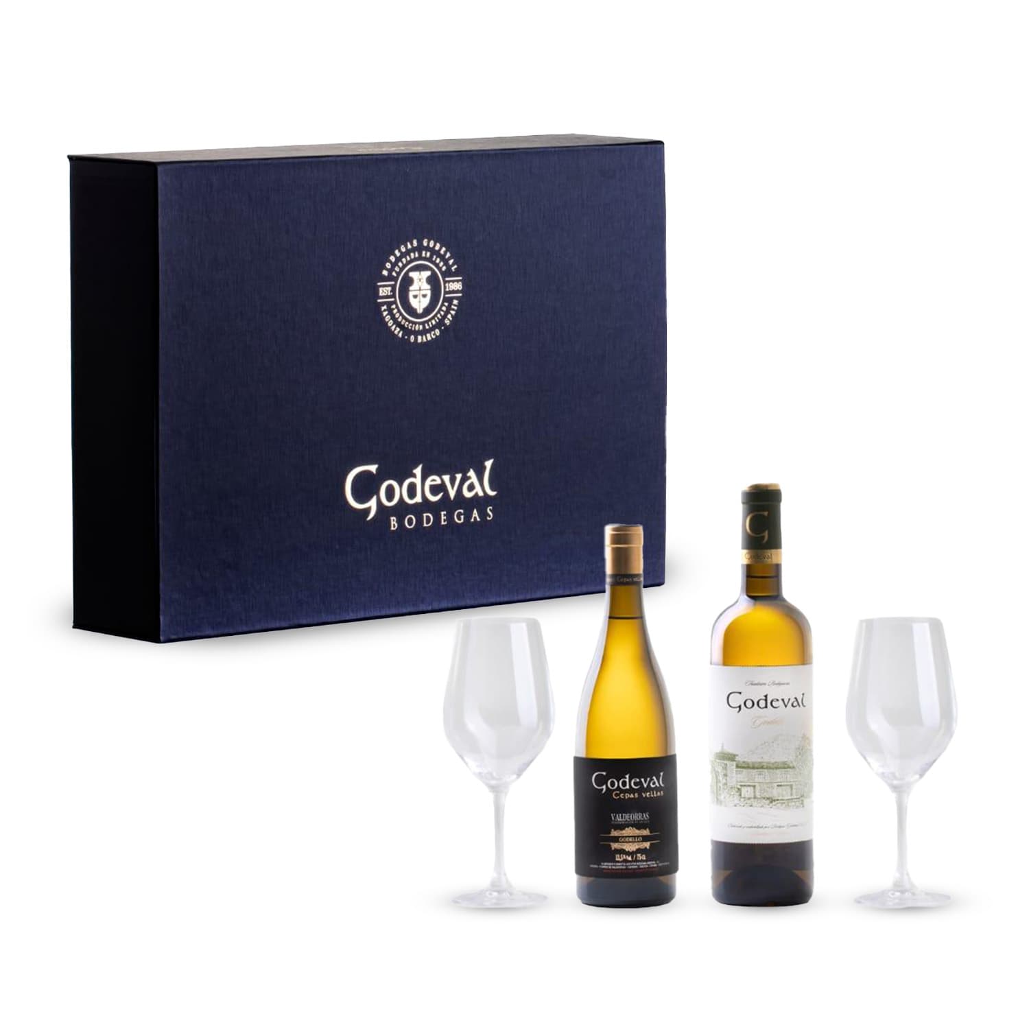 Estuche Godellos de Godeval | 2 botellas + 2 copas – de Vinoselección – en Vinoselección