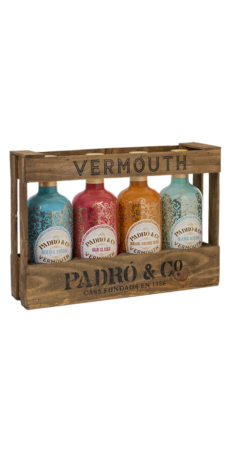 Vermouth Padró &amp; Co. Caja de madera de 4 botellas – de Vinoselección – en Vinoselección