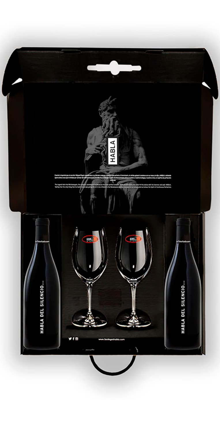 Habla del Silencio | Estuche de 2 botellas + 2 copas – de Vinoselección – en Vinoselección
